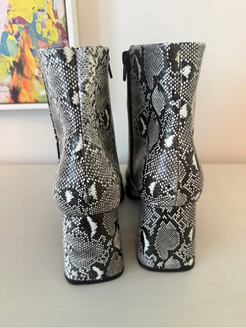 Madden Girl Grey & Black Snakeprint Booties, Size 8